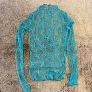 Chic Teal Lace Blouse for Women